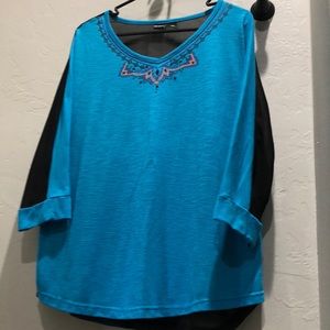 Sheer black backing 3/4 sleeve